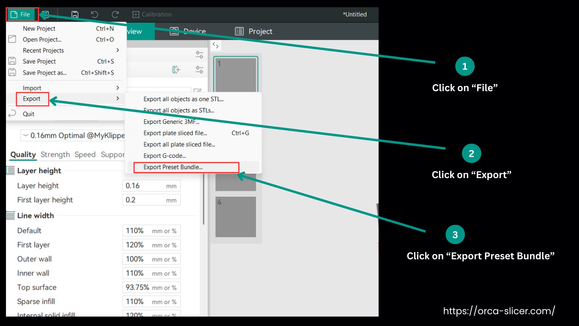 Access Export Menu
