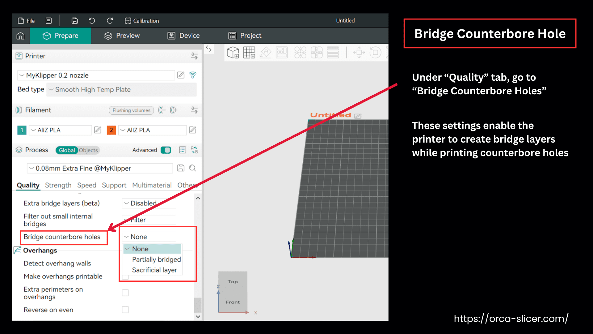 Bridge Counterbore Hole